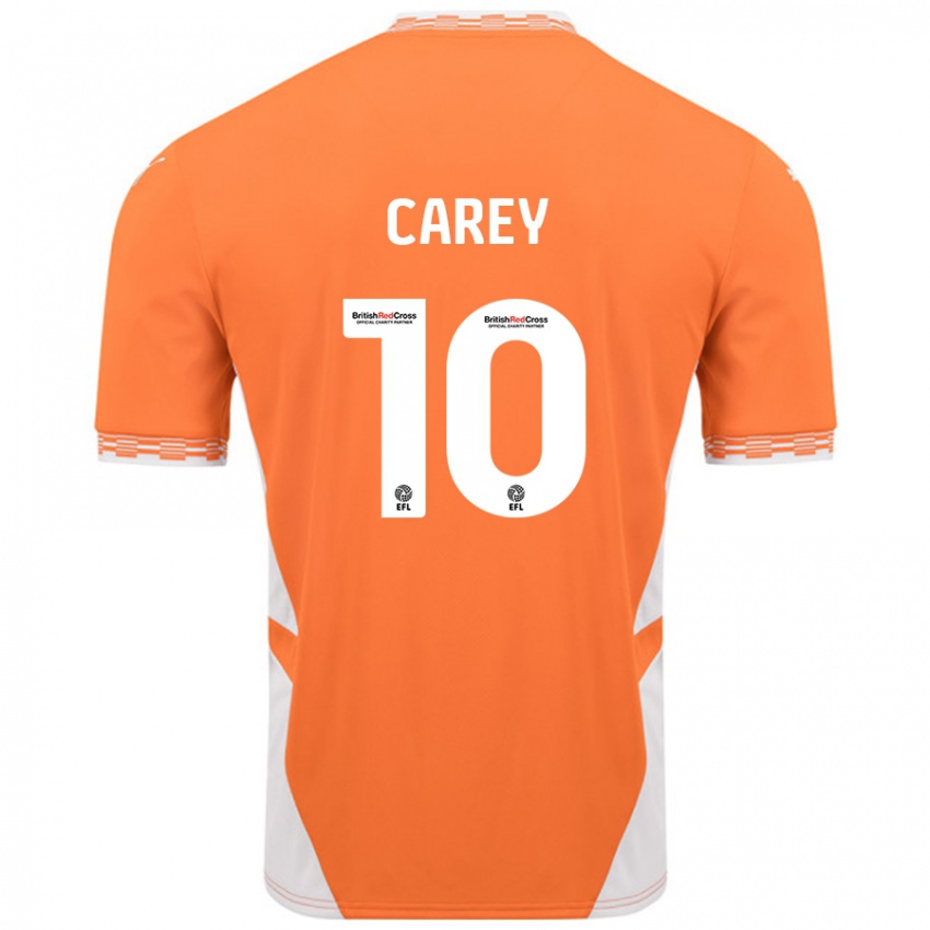 Női Sonny Carey #10 Narancssárga Fehér Hazai Jersey 2024/25 Mez Póló Ing