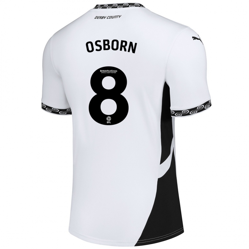 Női Ben Osborn #8 Fehér Fekete Hazai Jersey 2024/25 Mez Póló Ing