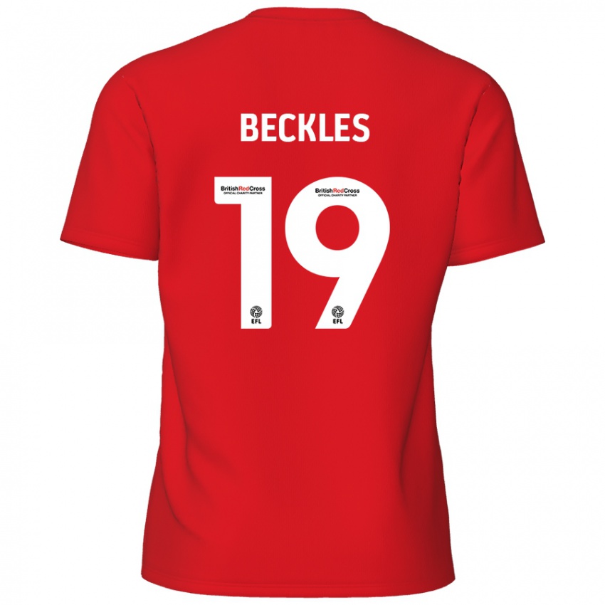 Női Omar Beckles #19 Piros Hazai Jersey 2024/25 Mez Póló Ing