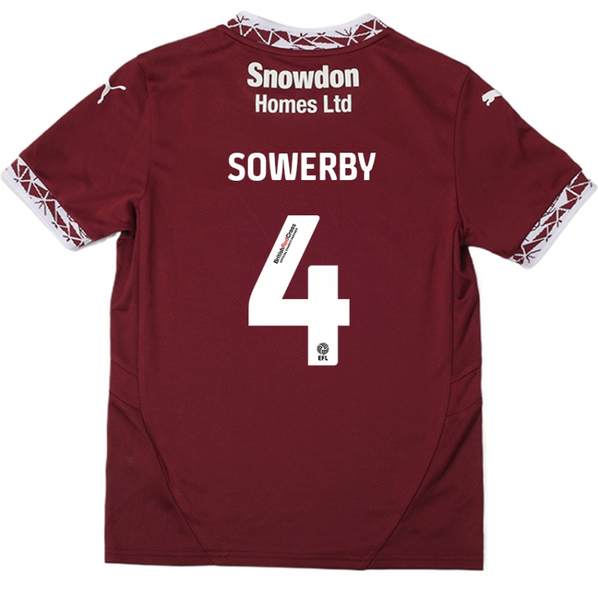 Női Jack Sowerby #4 Burgundia Hazai Jersey 2024/25 Mez Póló Ing