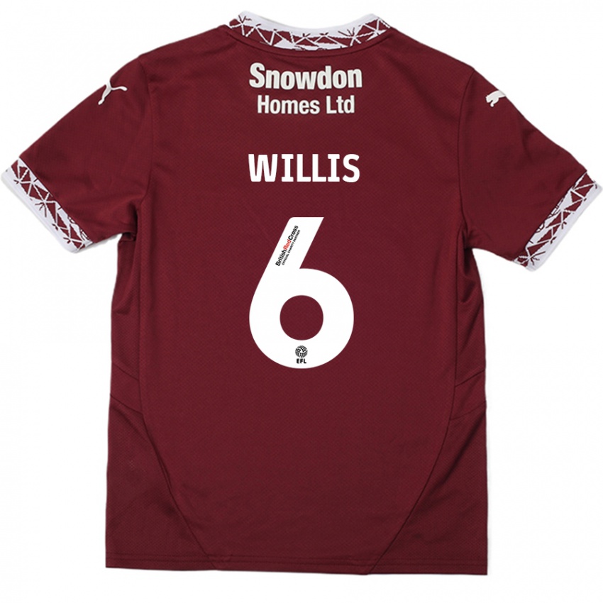 Női Jordan Willis #6 Burgundia Hazai Jersey 2024/25 Mez Póló Ing