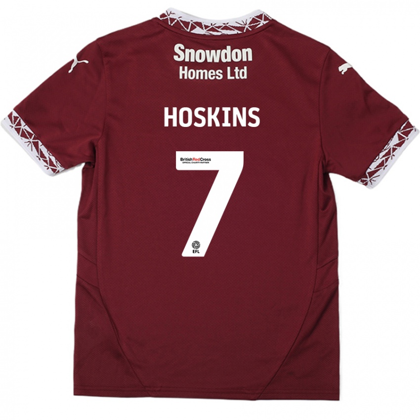 Női Sam Hoskins #7 Burgundia Hazai Jersey 2024/25 Mez Póló Ing