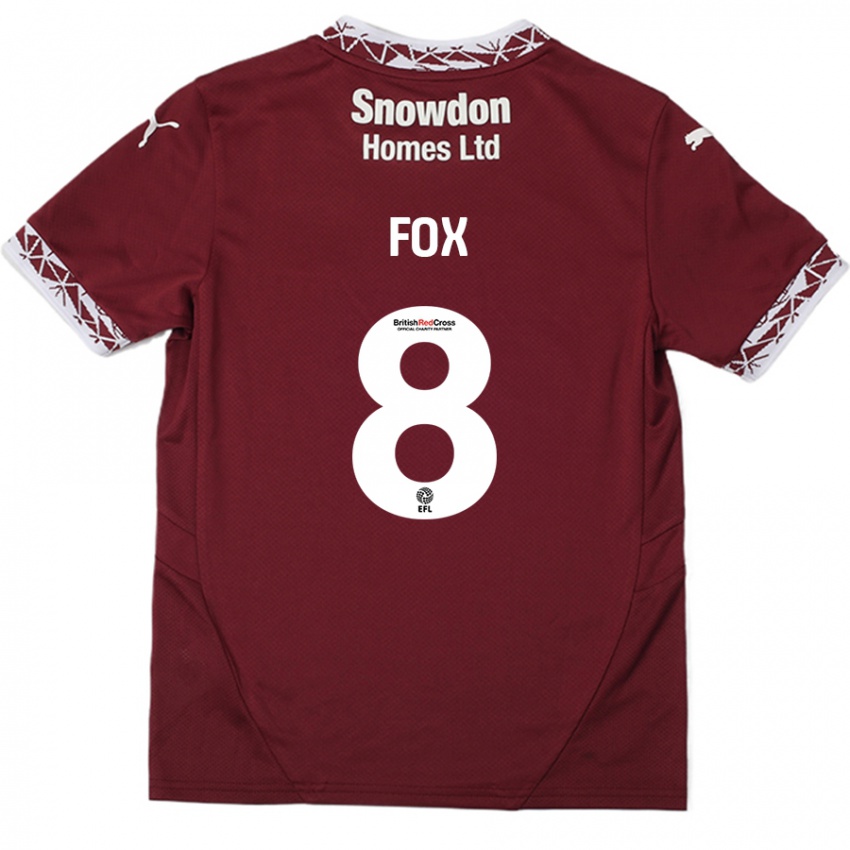 Női Ben Fox #8 Burgundia Hazai Jersey 2024/25 Mez Póló Ing