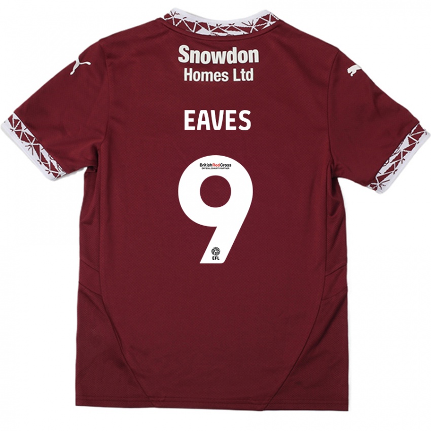 Női Tom Eaves #9 Burgundia Hazai Jersey 2024/25 Mez Póló Ing