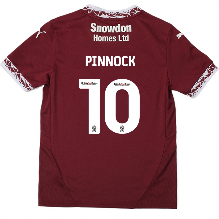 Női Mitch Pinnock #10 Burgundia Hazai Jersey 2024/25 Mez Póló Ing