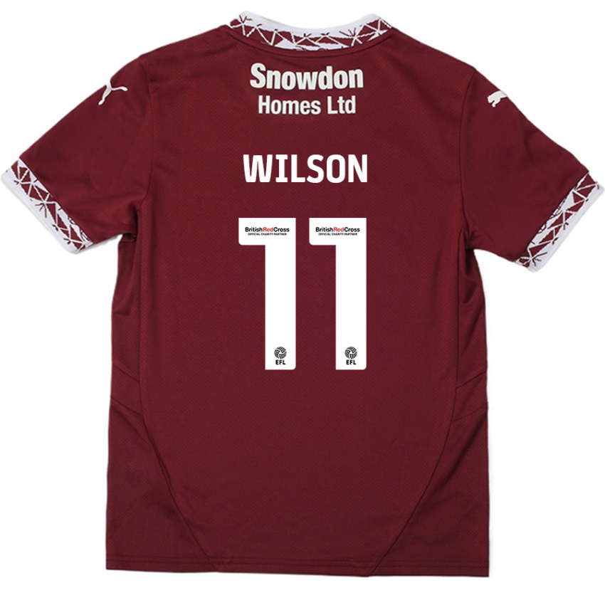 Női James Wilson #11 Burgundia Hazai Jersey 2024/25 Mez Póló Ing