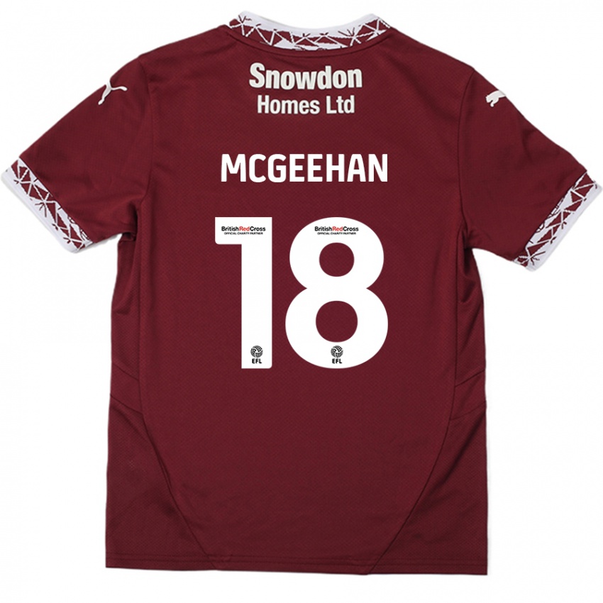 Női Cameron Mcgeehan #18 Burgundia Hazai Jersey 2024/25 Mez Póló Ing