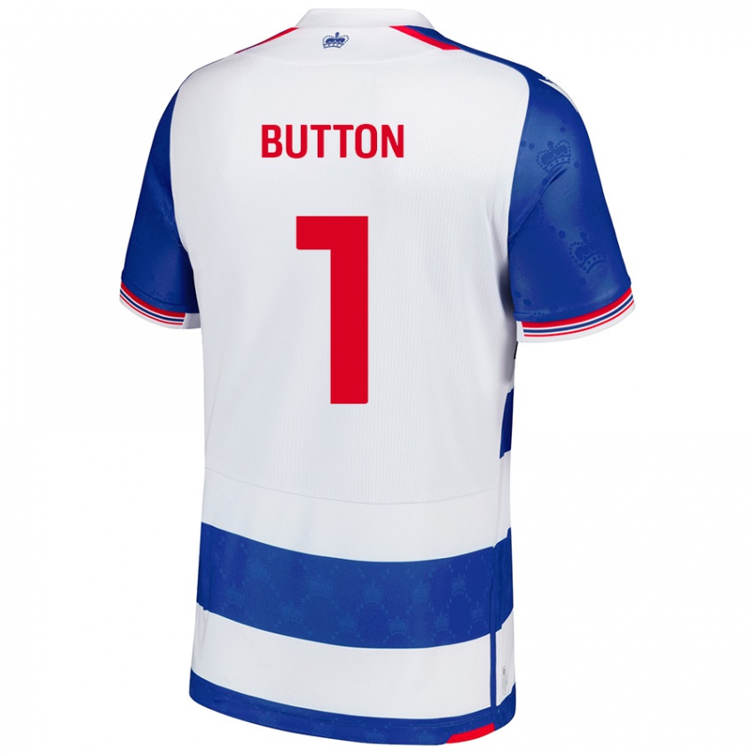 Női David Button #1 Kék Fehér Hazai Jersey 2024/25 Mez Póló Ing