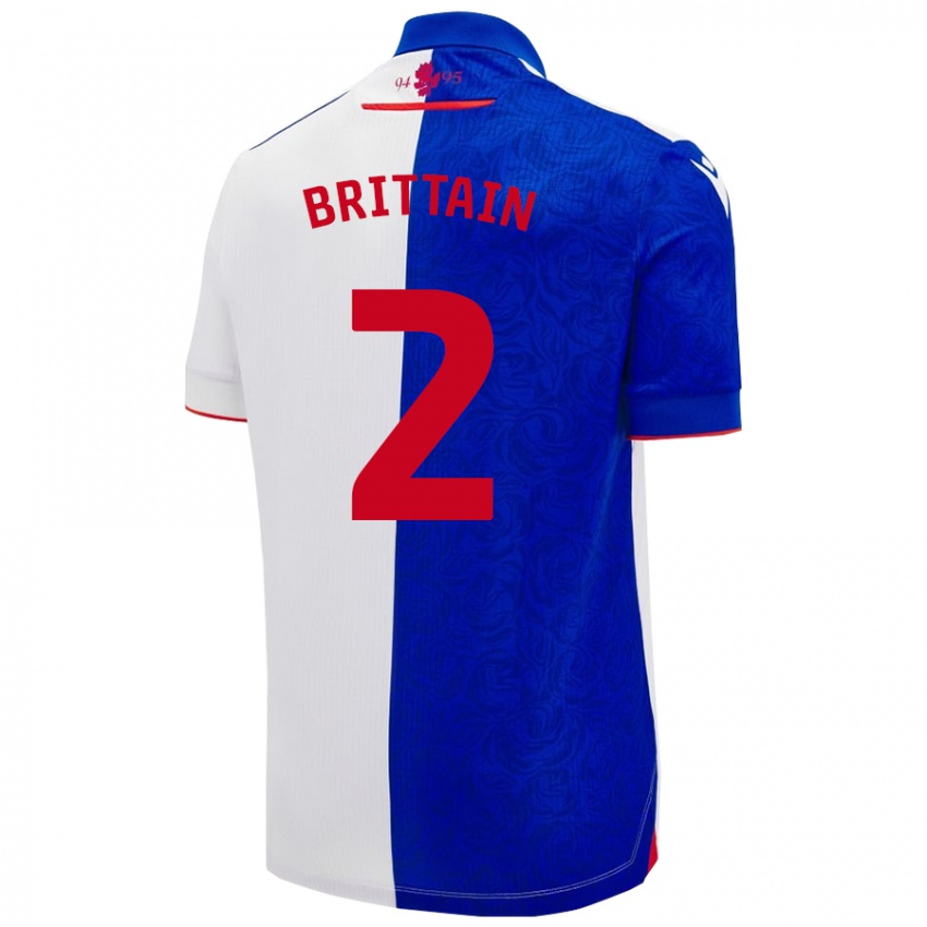 Női Callum Brittain #2 Égszínkék Fehér Hazai Jersey 2024/25 Mez Póló Ing