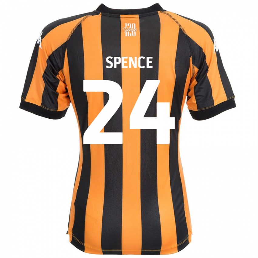 Női Emily Spence #24 Fekete Borostyán Hazai Jersey 2024/25 Mez Póló Ing