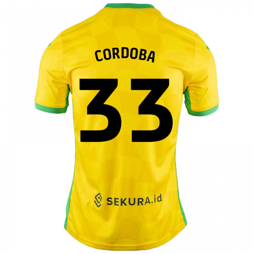 Női José Córdoba #33 Sárga Zöld Hazai Jersey 2024/25 Mez Póló Ing