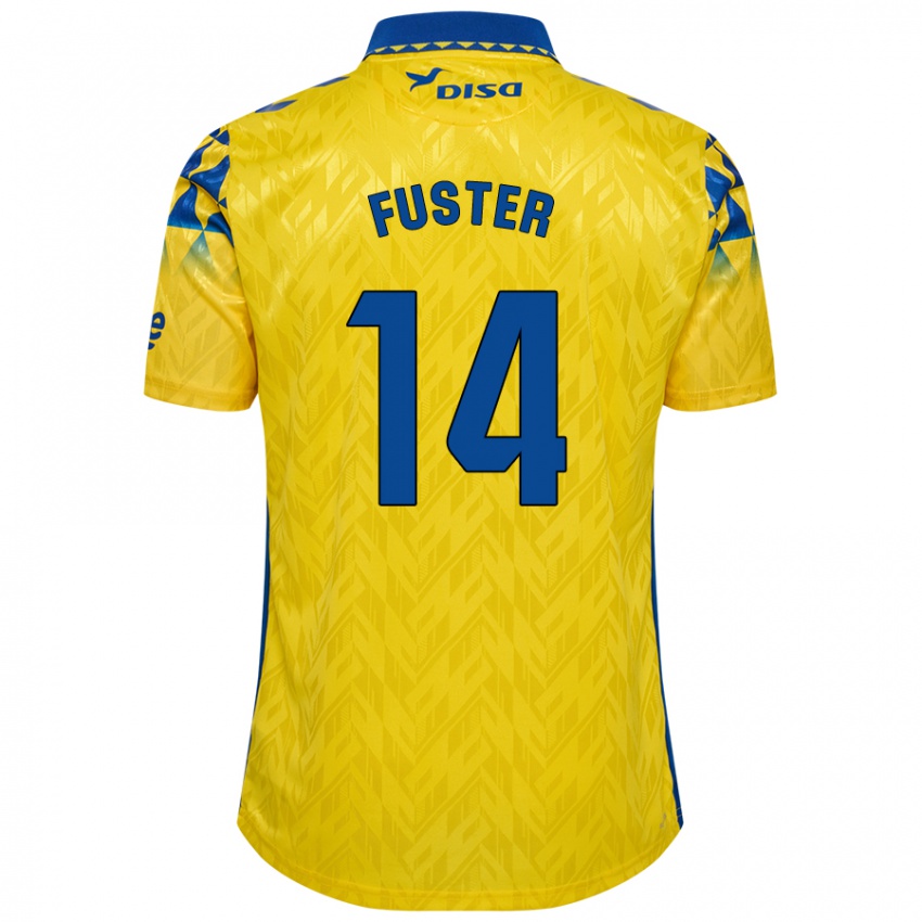 Női Manu Fuster #14 Sárga Kék Hazai Jersey 2024/25 Mez Póló Ing