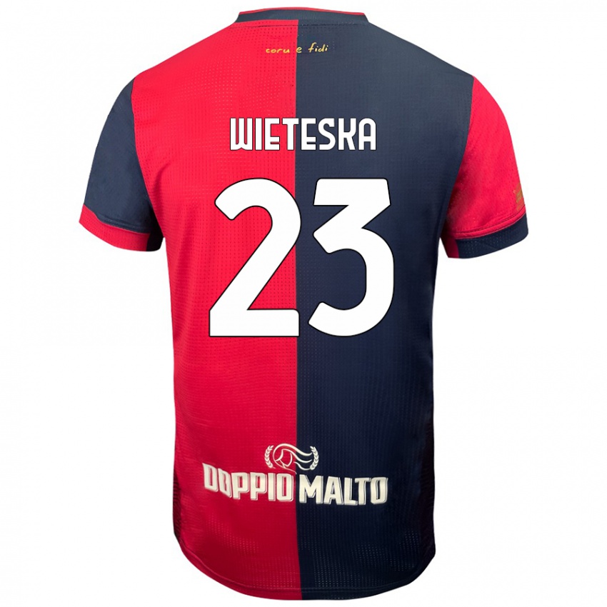 Női Mateusz Wieteska #23 Piros Sötétebb Kék Hazai Jersey 2024/25 Mez Póló Ing