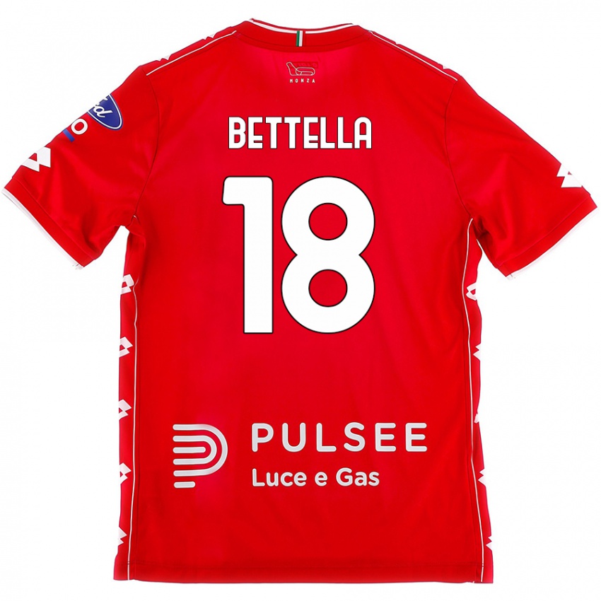 Női Davide Bettella #18 Piros Fehér Hazai Jersey 2024/25 Mez Póló Ing