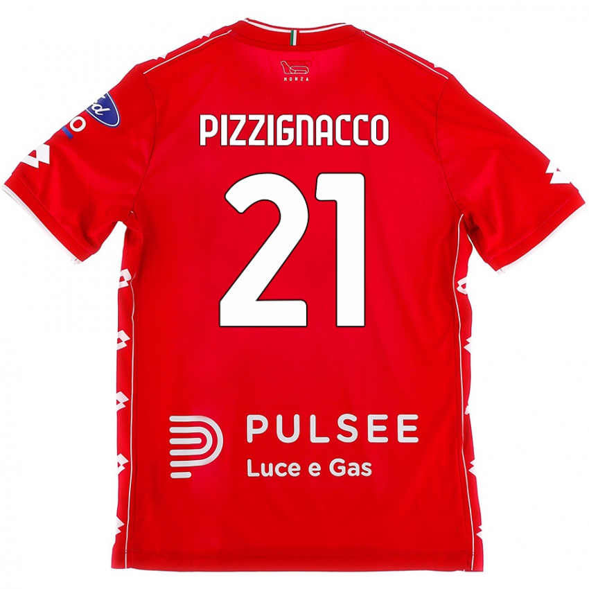 Női Semuel Pizzignacco #21 Piros Fehér Hazai Jersey 2024/25 Mez Póló Ing