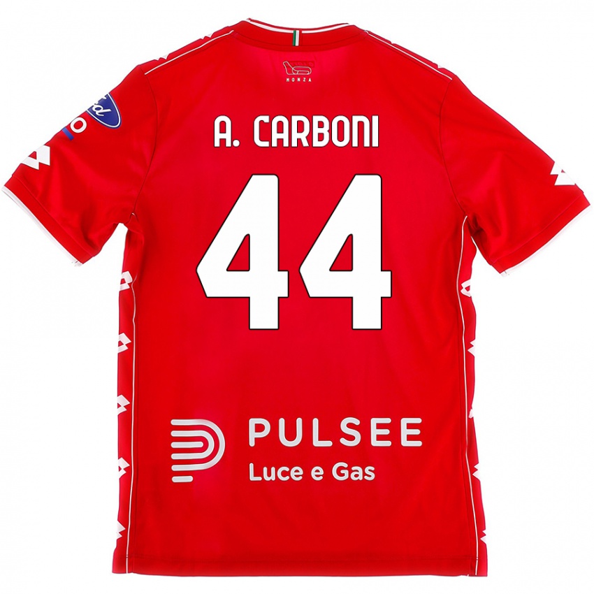 Női Andrea Carboni #44 Piros Fehér Hazai Jersey 2024/25 Mez Póló Ing