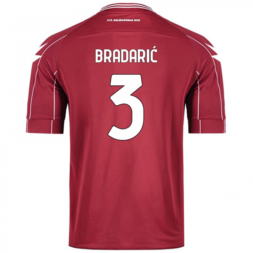 Női Domagoj Bradarić #3 Burgundia Hazai Jersey 2024/25 Mez Póló Ing