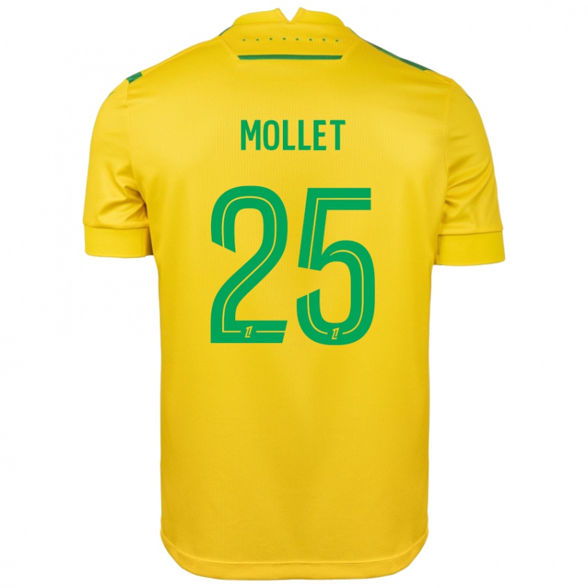 Női Florent Mollet #25 Sárga Zöld Hazai Jersey 2024/25 Mez Póló Ing