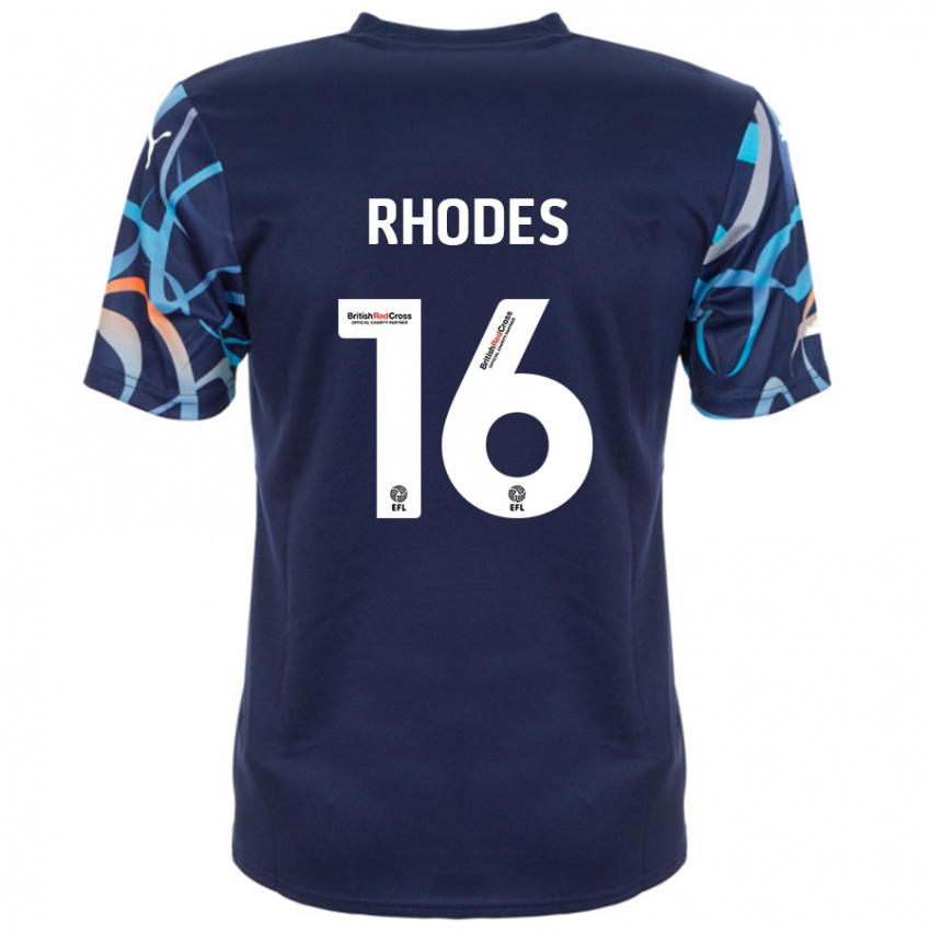 Női Jordan Rhodes #16 Sötétkék Idegenbeli Jersey 2024/25 Mez Póló Ing