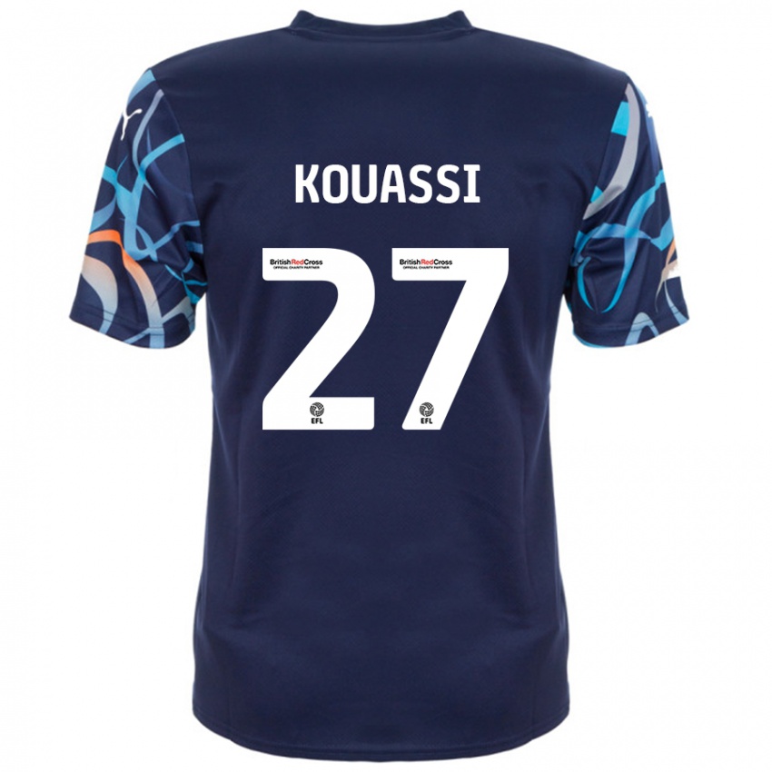 Női Kylian Kouassi #27 Sötétkék Idegenbeli Jersey 2024/25 Mez Póló Ing