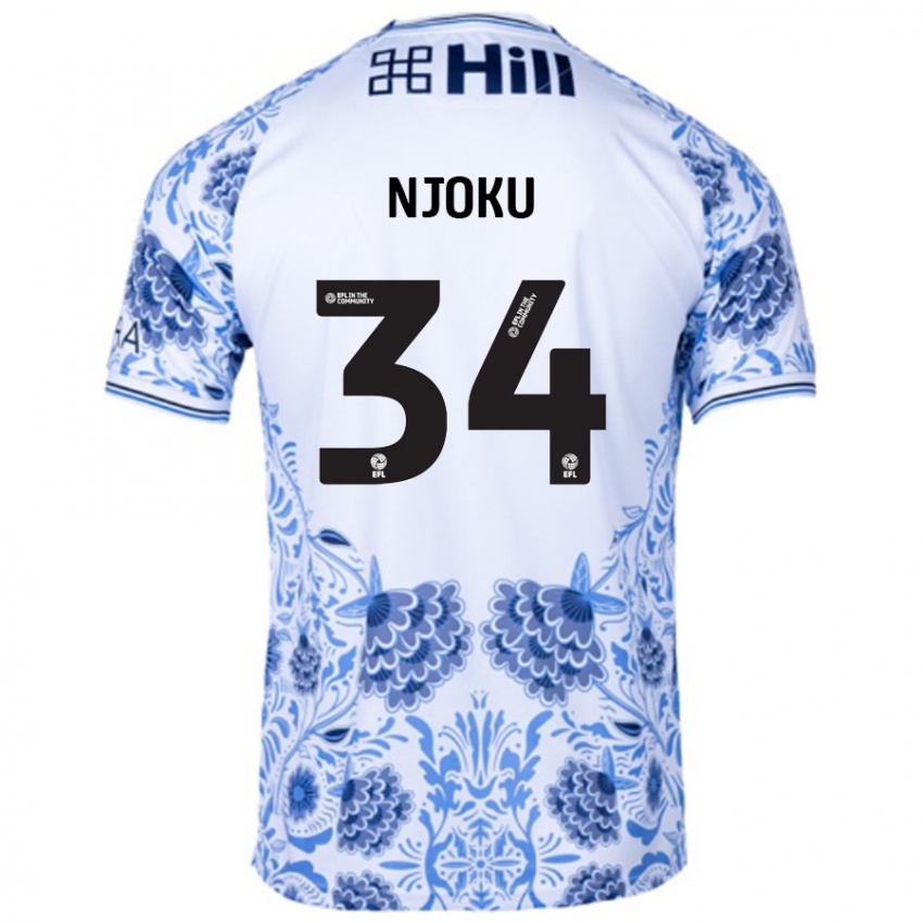 Női Brandon Njoku #34 Fehér Kék Idegenbeli Jersey 2024/25 Mez Póló Ing