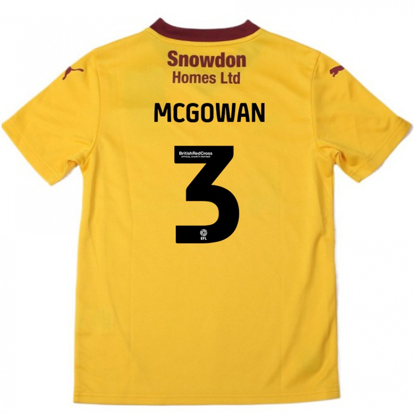 Női Aaron Mcgowan #3 Narancssárga Burgundi Idegenbeli Jersey 2024/25 Mez Póló Ing