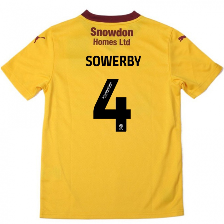 Női Jack Sowerby #4 Narancssárga Burgundi Idegenbeli Jersey 2024/25 Mez Póló Ing