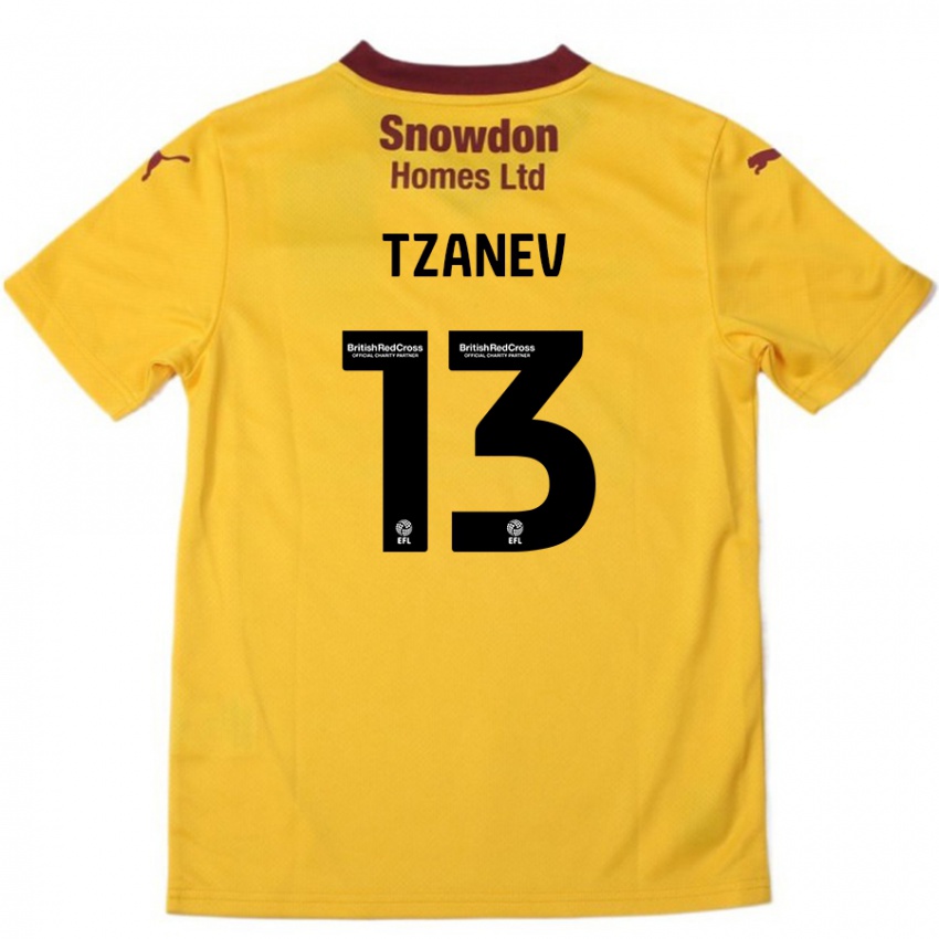 Női Nik Tzanev #13 Narancssárga Burgundi Idegenbeli Jersey 2024/25 Mez Póló Ing