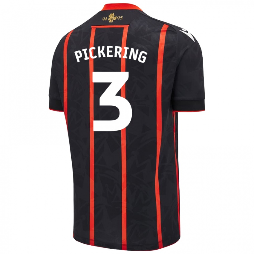 Női Harry Pickering #3 Fekete Piros Idegenbeli Jersey 2024/25 Mez Póló Ing