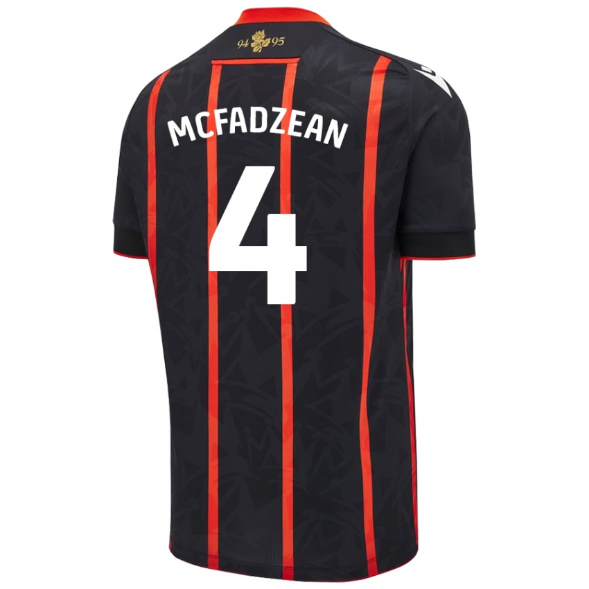 Női Kyle Mcfadzean #4 Fekete Piros Idegenbeli Jersey 2024/25 Mez Póló Ing