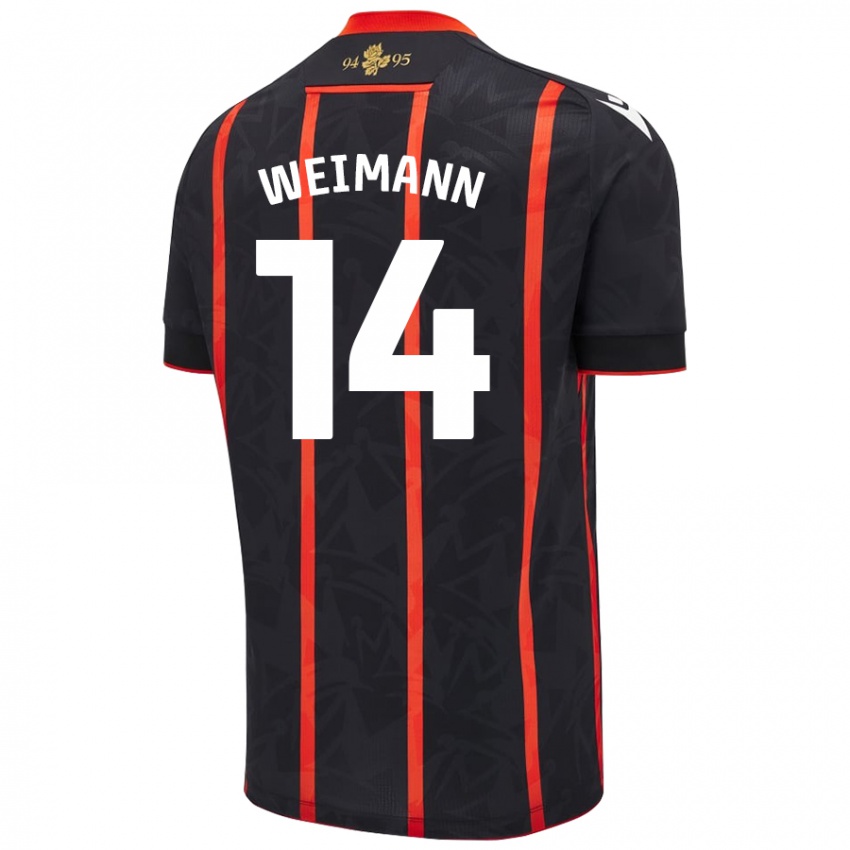 Női Andreas Weimann #14 Fekete Piros Idegenbeli Jersey 2024/25 Mez Póló Ing