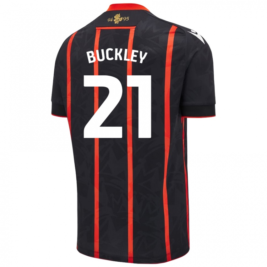 Női John Buckley #21 Fekete Piros Idegenbeli Jersey 2024/25 Mez Póló Ing