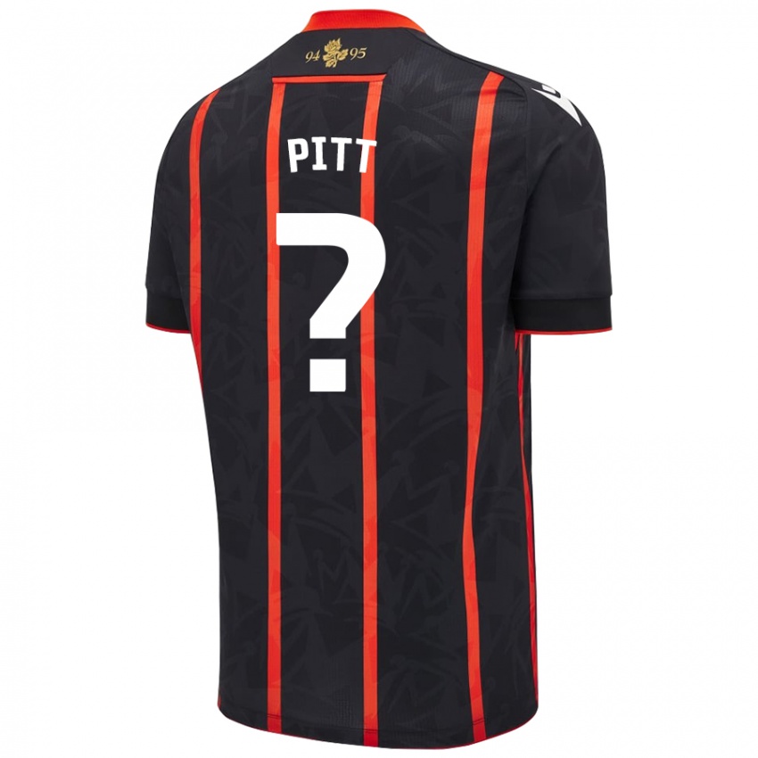 Női Theo Pitt #0 Fekete Piros Idegenbeli Jersey 2024/25 Mez Póló Ing