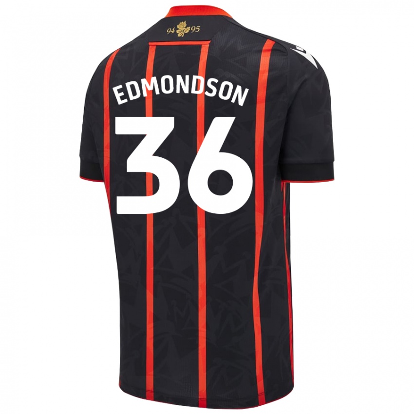 Női James Edmondson #36 Fekete Piros Idegenbeli Jersey 2024/25 Mez Póló Ing