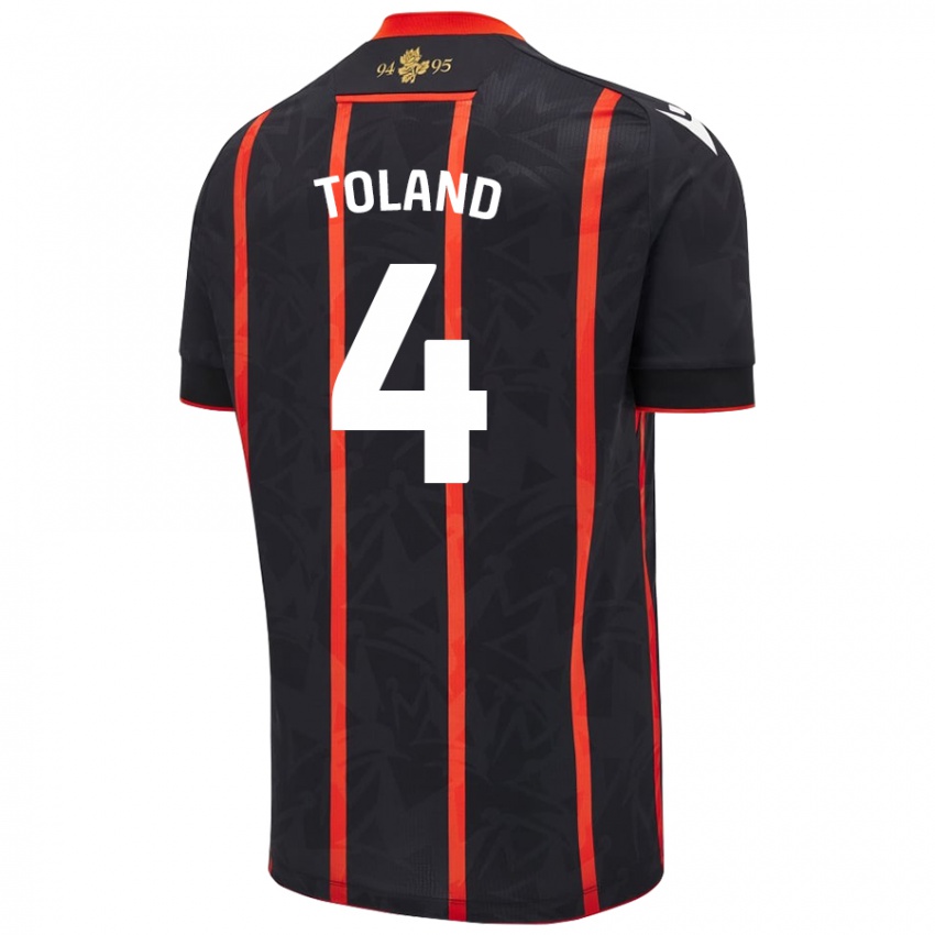 Női Tyler Toland #4 Fekete Piros Idegenbeli Jersey 2024/25 Mez Póló Ing