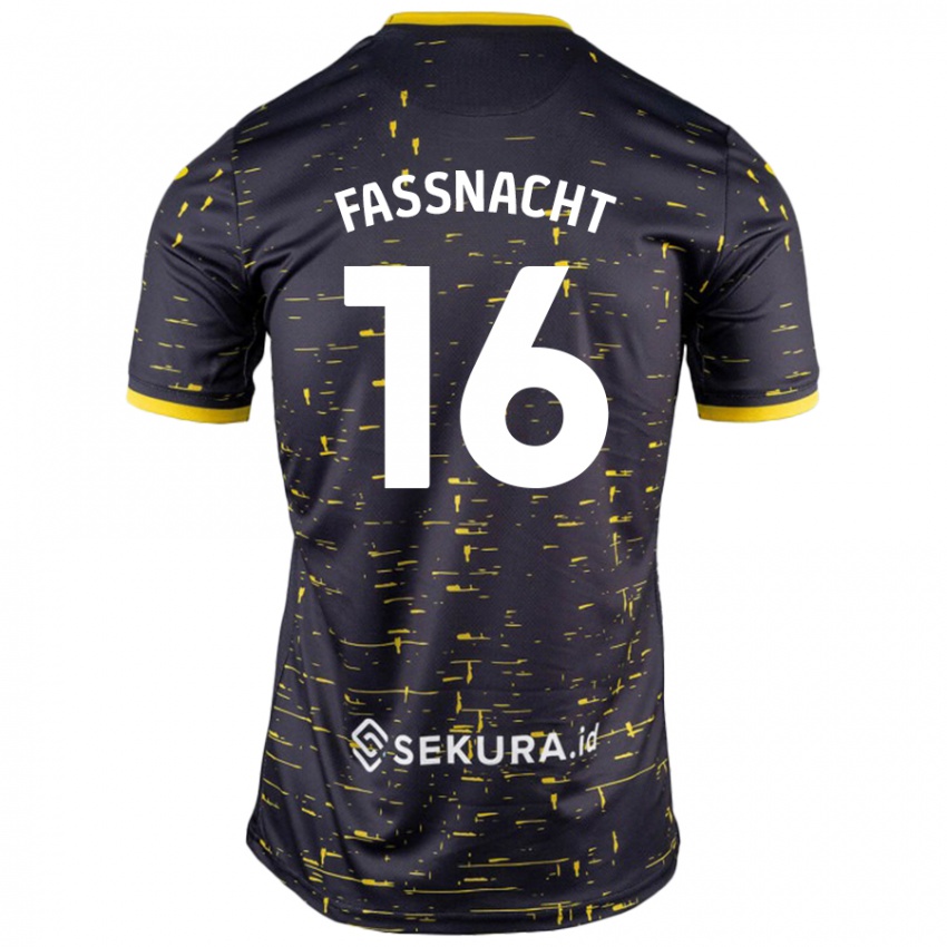 Női Christian Fassnacht #16 Fekete Sárga Idegenbeli Jersey 2024/25 Mez Póló Ing