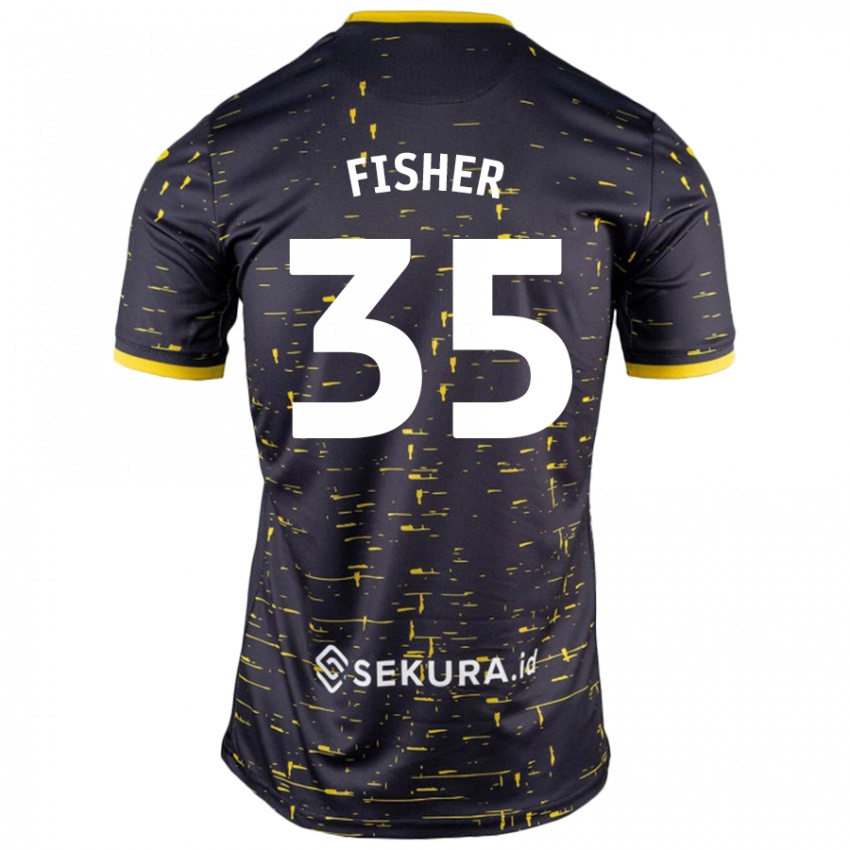 Női Kellen Fisher #35 Fekete Sárga Idegenbeli Jersey 2024/25 Mez Póló Ing