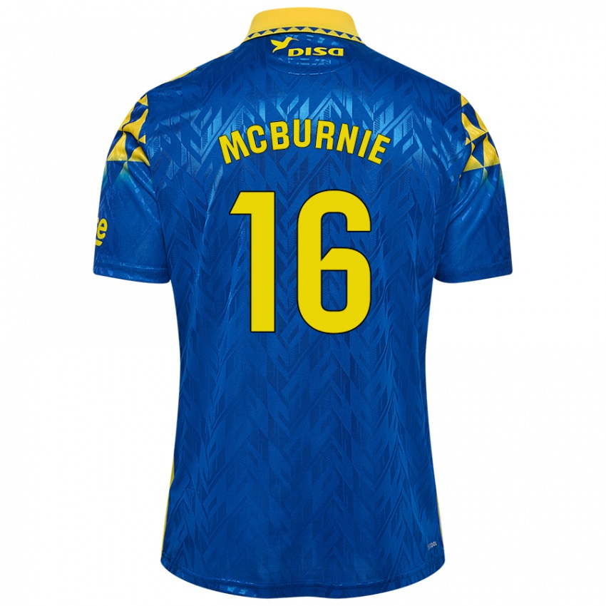 Női Oli Mcburnie #16 Kék Sárga Idegenbeli Jersey 2024/25 Mez Póló Ing