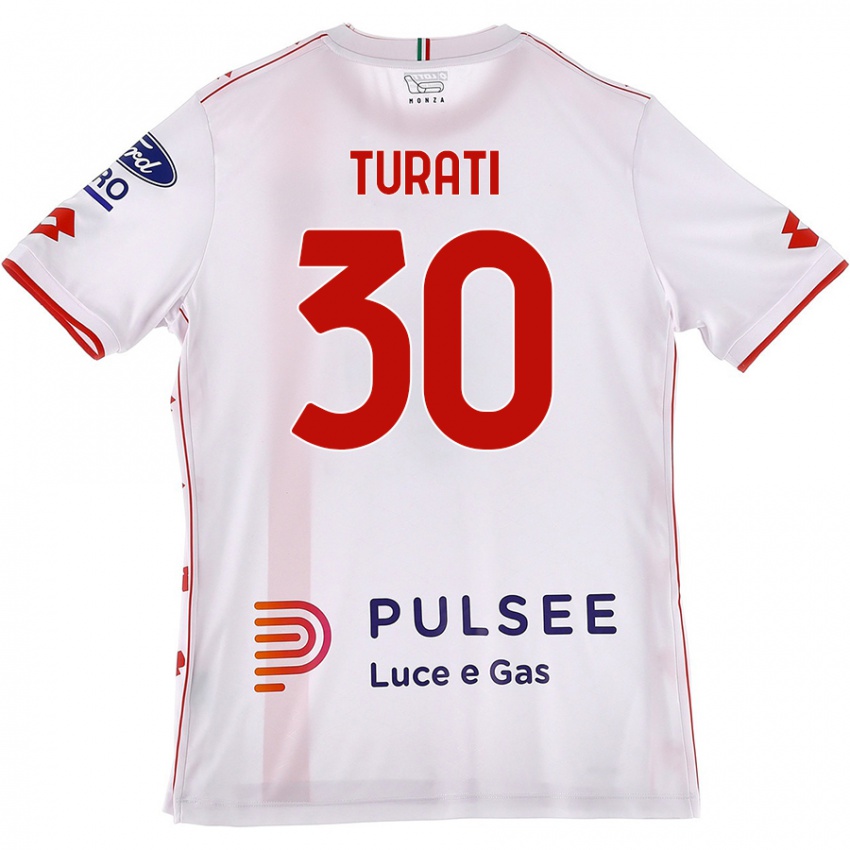 Női Stefano Turati #30 Fehér Piros Idegenbeli Jersey 2024/25 Mez Póló Ing