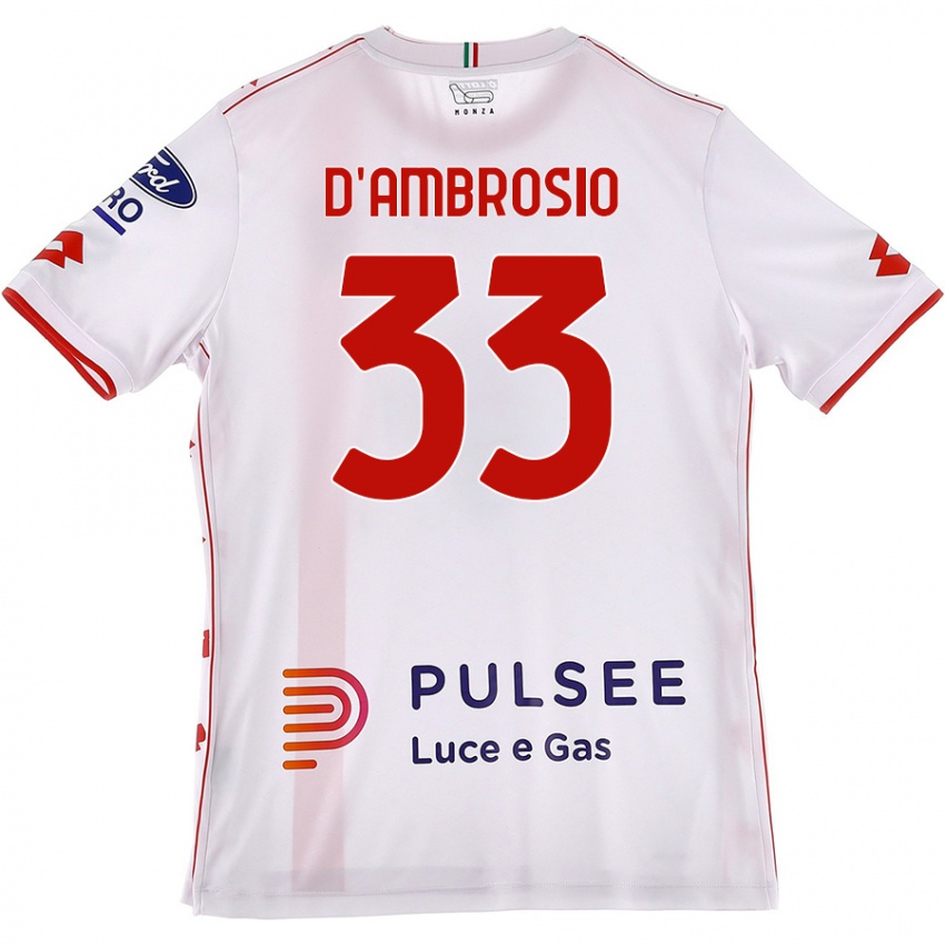 Női Danilo D'ambrosio #33 Fehér Piros Idegenbeli Jersey 2024/25 Mez Póló Ing