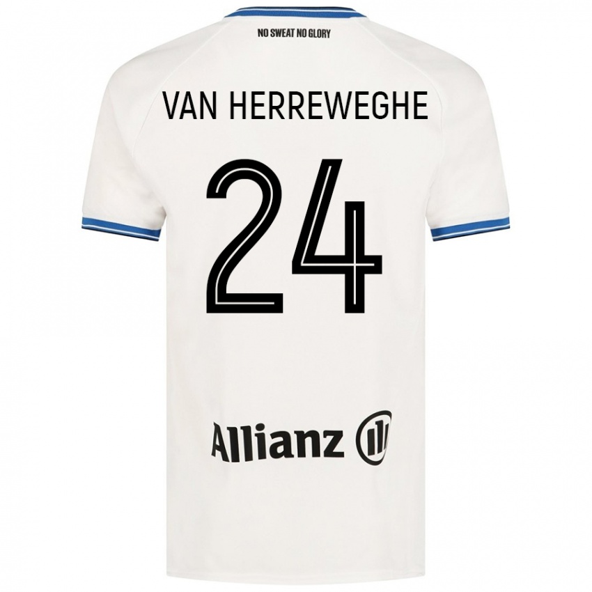 Női Febe Van Herreweghe #24 Fehér Idegenbeli Jersey 2024/25 Mez Póló Ing