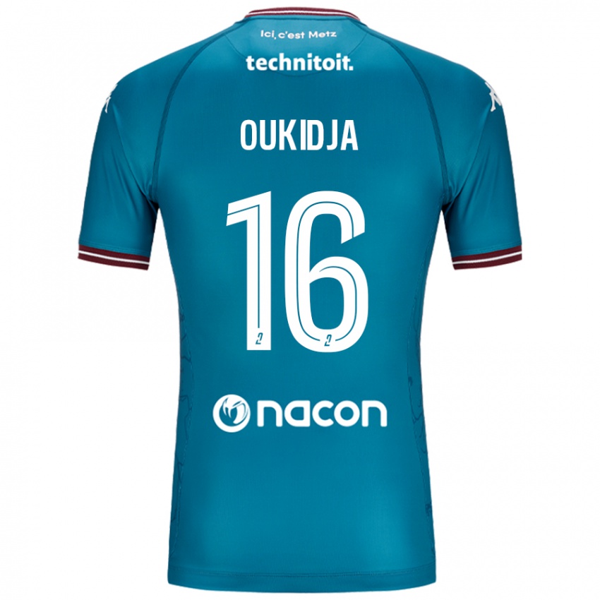 Női Alexandre Oukidja #16 Bleu Benzin Idegenbeli Jersey 2024/25 Mez Póló Ing