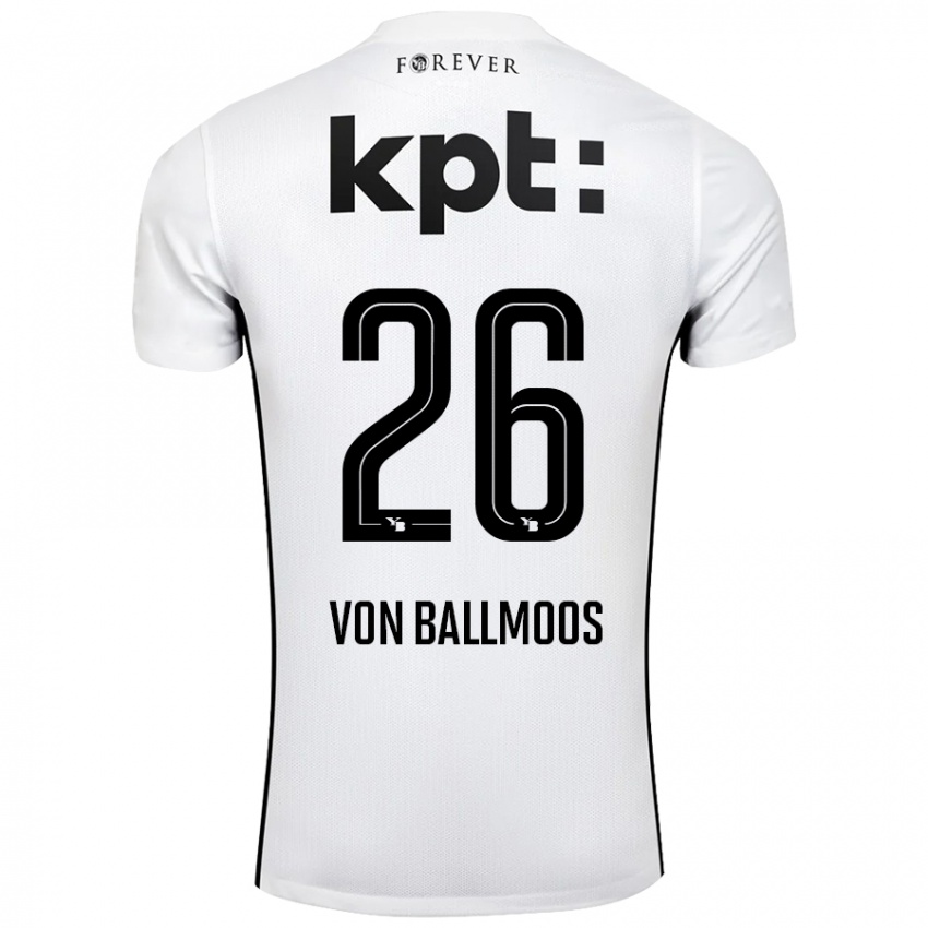 Női David Von Ballmoos #26 Fehér Fekete Idegenbeli Jersey 2024/25 Mez Póló Ing