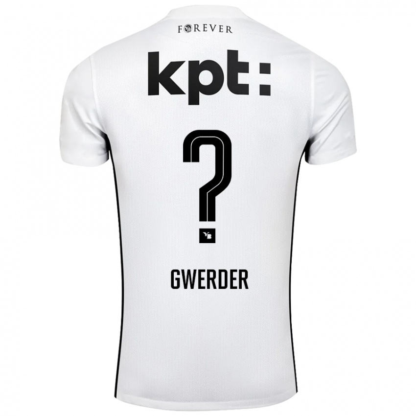 Női Fabrice Gwerder #0 Fehér Fekete Idegenbeli Jersey 2024/25 Mez Póló Ing