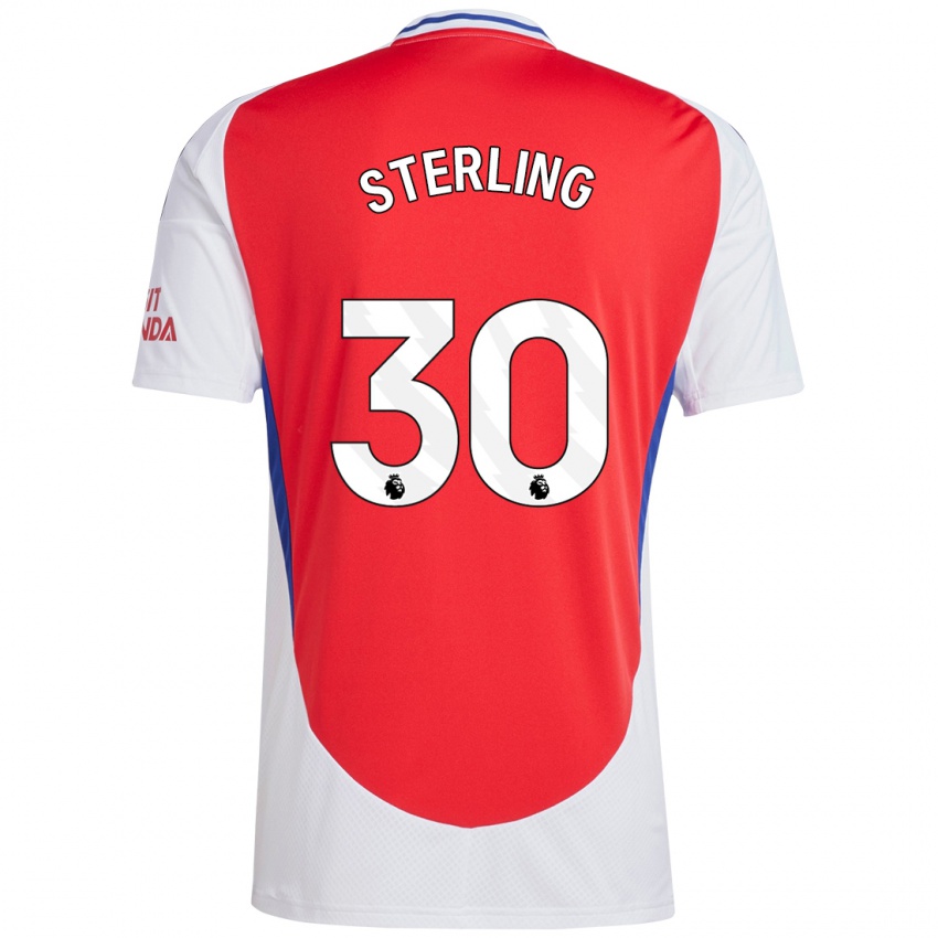 Gyermek Raheem Sterling #30 Piros Fehér Hazai Jersey 2024/25 Mez Póló Ing