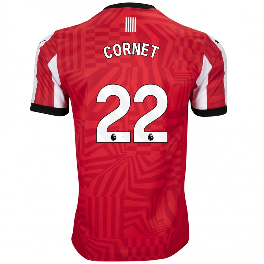 Férfi Maxwel Cornet #22 Piros Fehér Hazai Jersey 2024/25 Mez Póló Ing