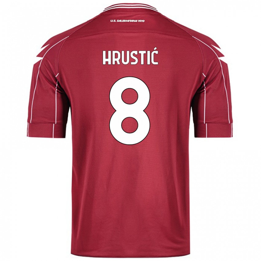 Férfi Ajdin Hrustic #8 Burgundia Hazai Jersey 2024/25 Mez Póló Ing