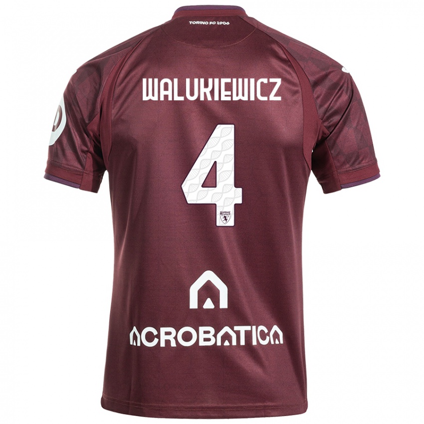 Férfi Sebastian Walukiewicz #4 Barna Fehér Hazai Jersey 2024/25 Mez Póló Ing