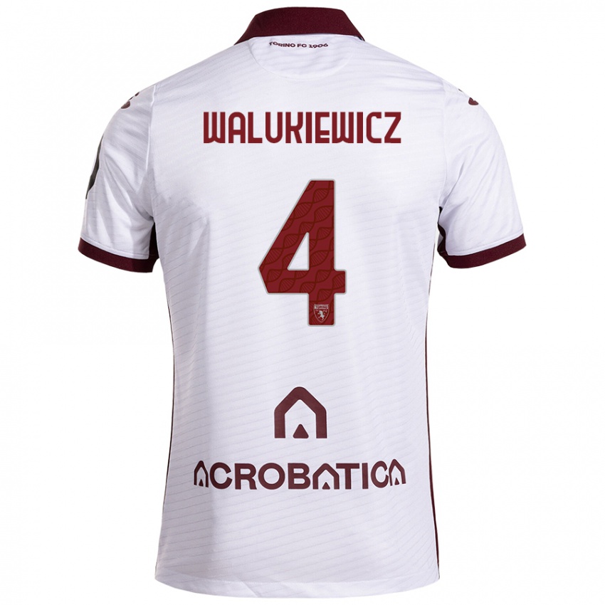 Férfi Sebastian Walukiewicz #4 Fehér Barna Idegenbeli Jersey 2024/25 Mez Póló Ing